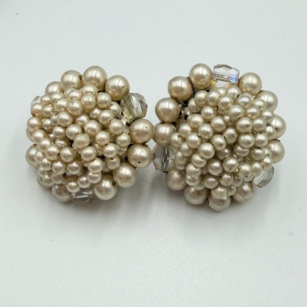 Vtg Japan Hong Kong Beaded Cluster Earrings‎ Lot 10 pairs Costume Jewelry Clip - Picture 6 of 16